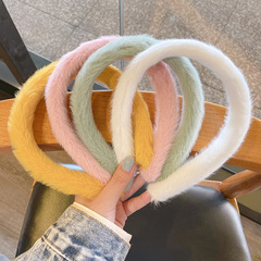 韓國秋冬毛絨絨發箍網紅甜美氣質外出發卡寬邊頭箍女優雅可愛