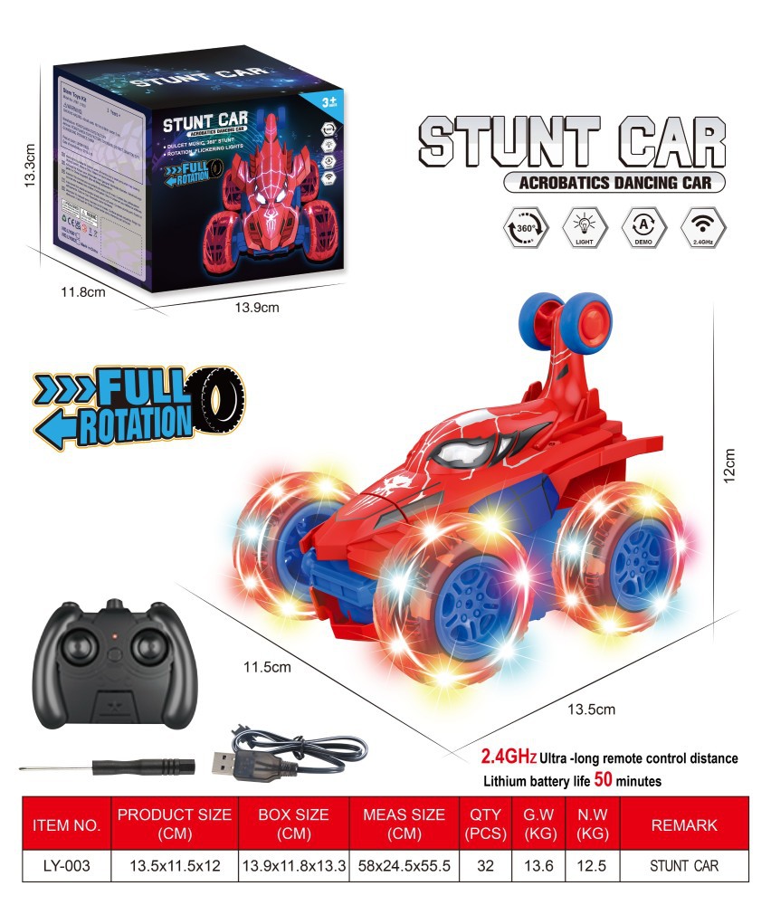 Coche de control remoto infantil transfronterizo Spider 2.4G con luces, camión volquete todoterreno con giro de 360 grados, juguete para niños.