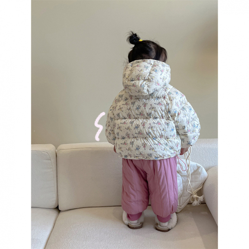 2025新款韩版冬季女童90白鸭绒羽绒服儿童洋气小仙女印花保暖外套|undefined