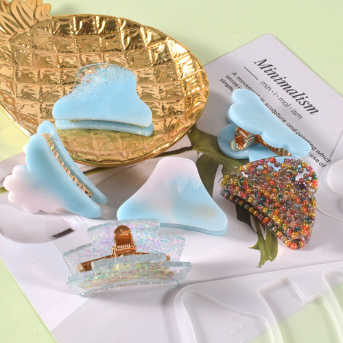 Poppy diy crystal glue resin mold irregular shaped shark hairpin patch silicone mold wholesale