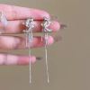 Long retro earrings with tassels, fashionable silver needle from pearl, silver 925 sample, internet celebrity, wholesale