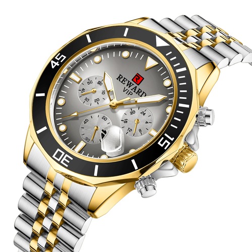 Reward water ghost men's business watch multi-functional steel band sports quartz watch three eyes six-hand chronograph