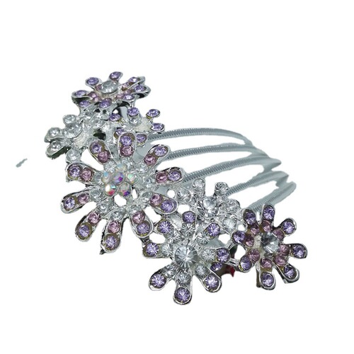 Alloy rhinestone hair accessories seven flower hair comb sunflower hairpin fashion bridal updo hair accessories wholesale
