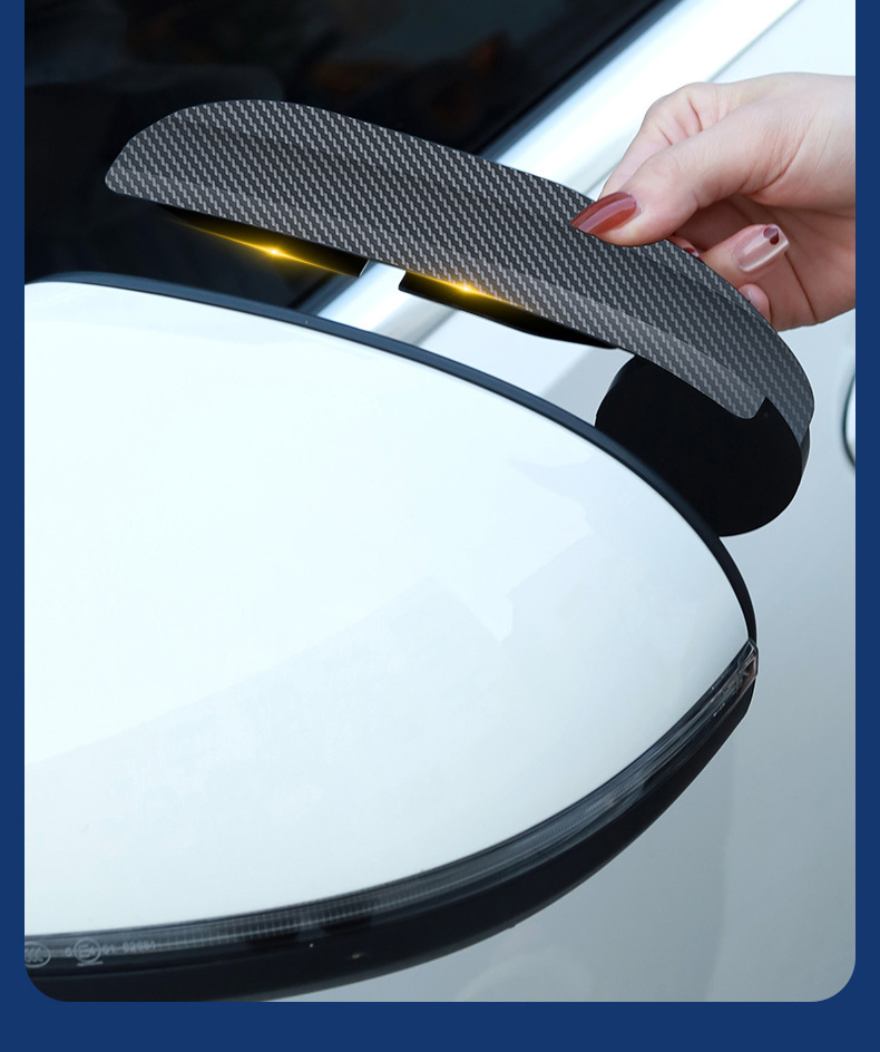 Car Rearview Mirror Carbon Fiber Rain Eyebrow Small Round Mirror Integrated Reflector Rotating Blind Spot Mirror Reversing Mirror Rain Shield