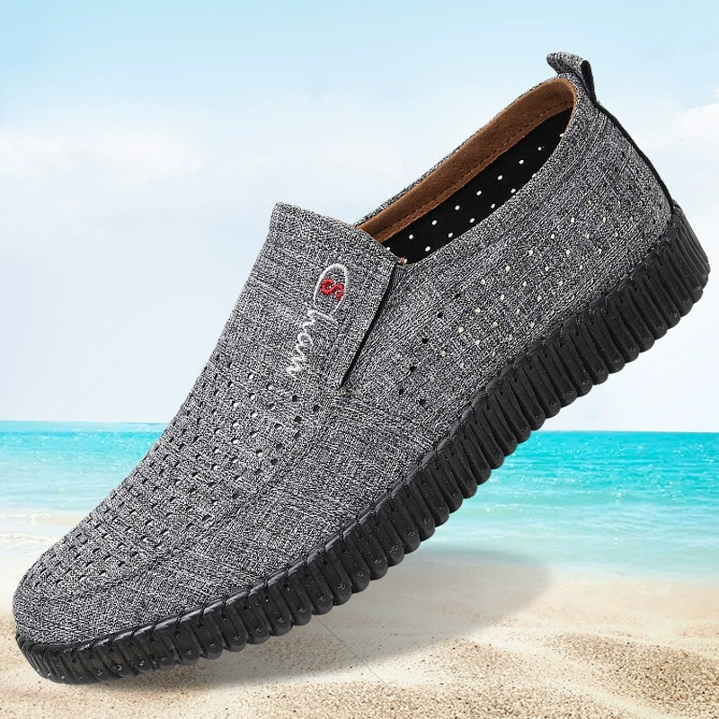 Старая пекинская тканевая обувь, мужская обувь с сеткой, летняя мужская обувь с дышащей сеткой, нескользящая мужская повседневная обувь на мягкой подошве, обувь для папы