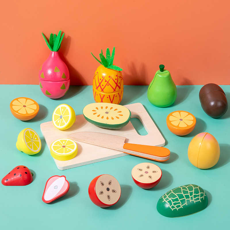Juguetes de frutas de corte magnético de madera para niños personalizados