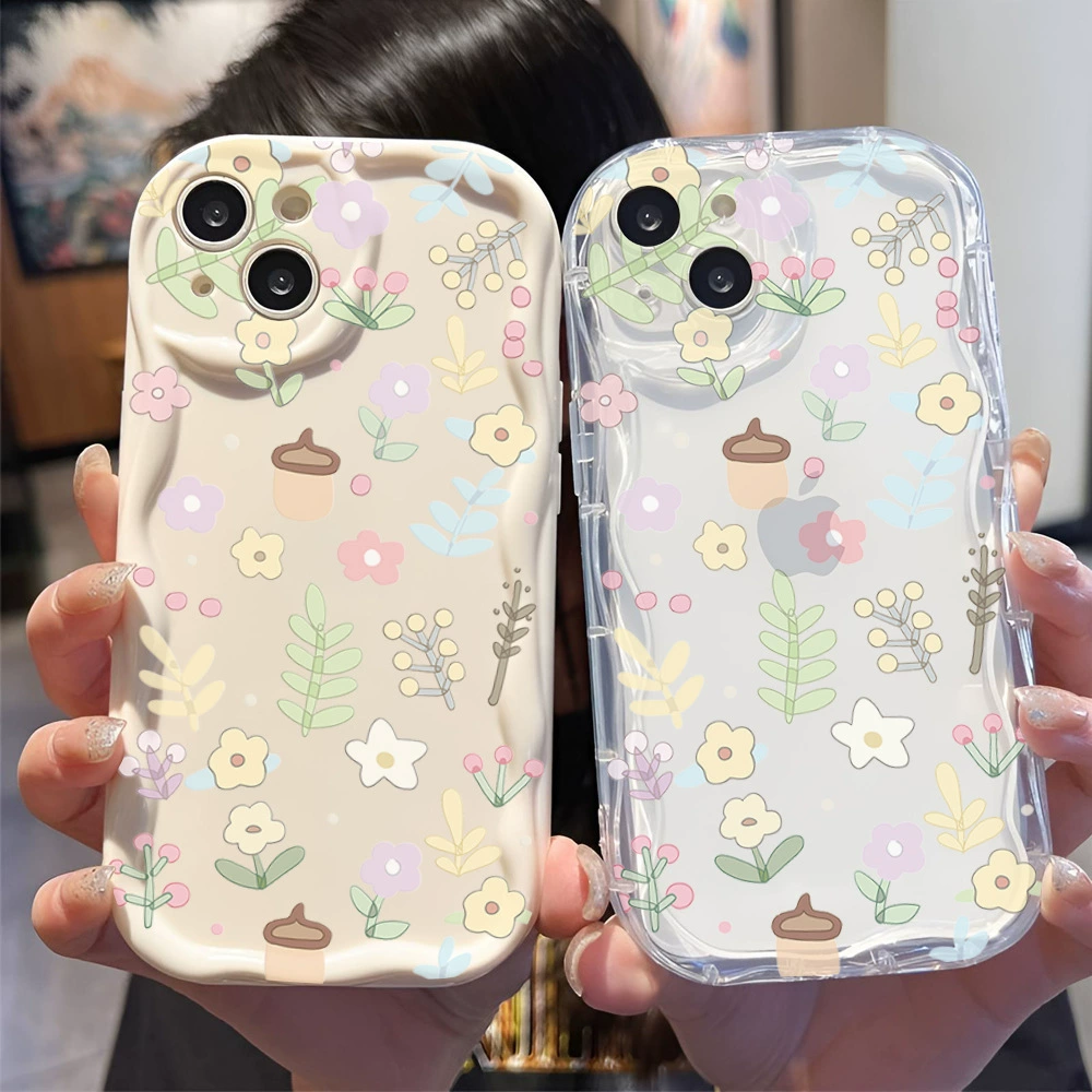 Яблоко, iPhone16, летний свежий совместимый кремовый чехол для телефона, с цветами, 13promax, защита осенью