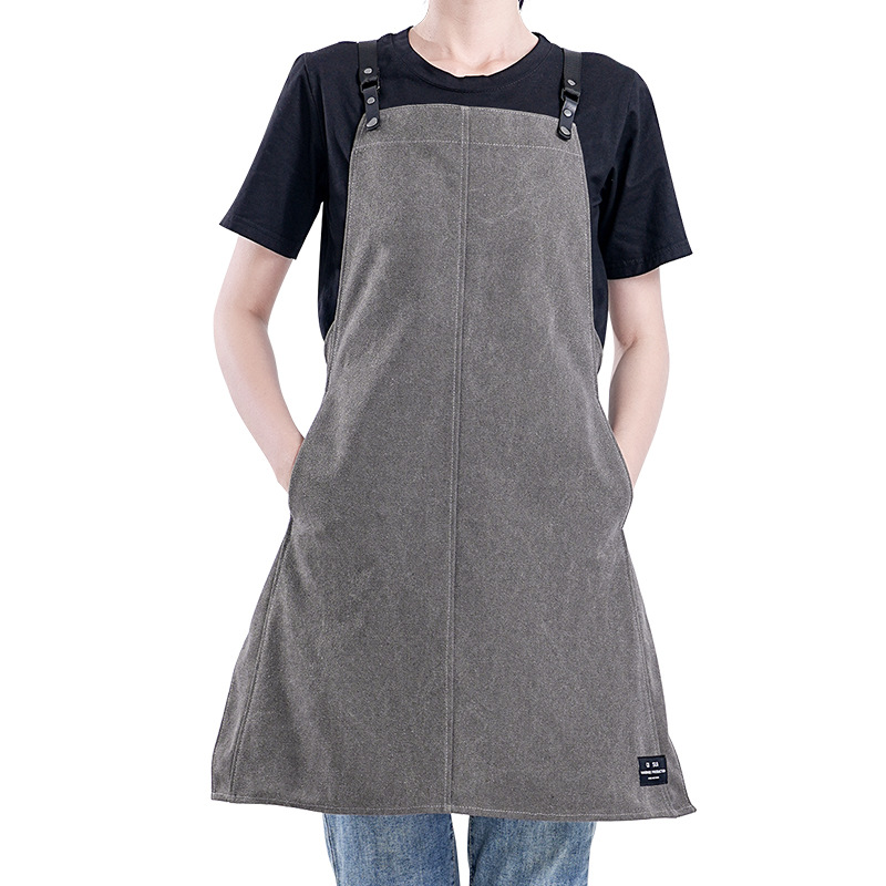 Delantal de lona gruesa transfronteriza estilo coreano minimalista barista delantal de ropa de trabajo al por mayor personalizado