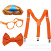 Cartoon question cards suitable for photo sessions, set, suspenders, children's glasses with bow, Birthday gift