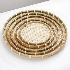 Bamboo storage tray round dustpan shallow mouth drying basket bamboo sieve bamboo tray storage fruit and vegetable basket