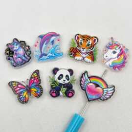 通孔Lisa Frank双面卡通片片串珠笔配件手机链包挂件diy手工材料