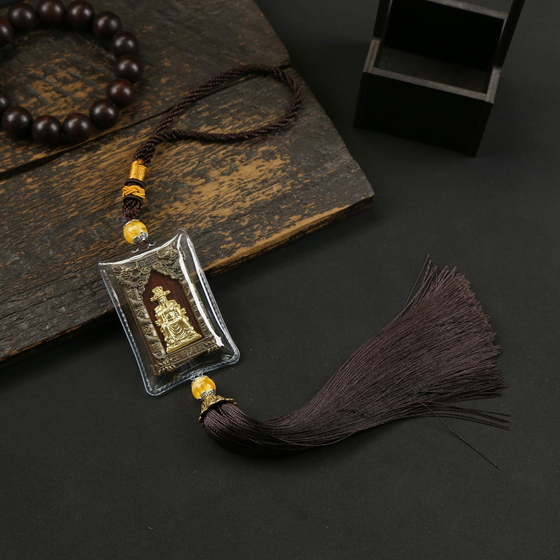 Car Interior Pure Five Lords Pendant, Door Hanger Rearview Mirror Ornament, Scripture Five-Tayishan Decoration Pendant