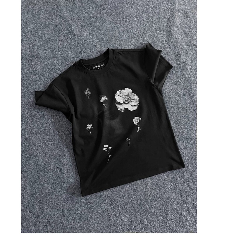 26Th Japanese Retro High Street Fashion Brand Design Digital Direct Print Floral and Character Print Loose-Fitting Couple Short-Sleeve T-Shirt