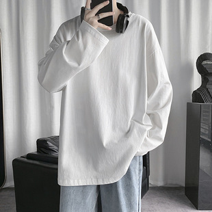 Spring and Autumn Colors Long-sleeved T-shirt Men's ins Fashionable All-match Cotton T-shirt Stacked Inner Base Shirt Pink Top