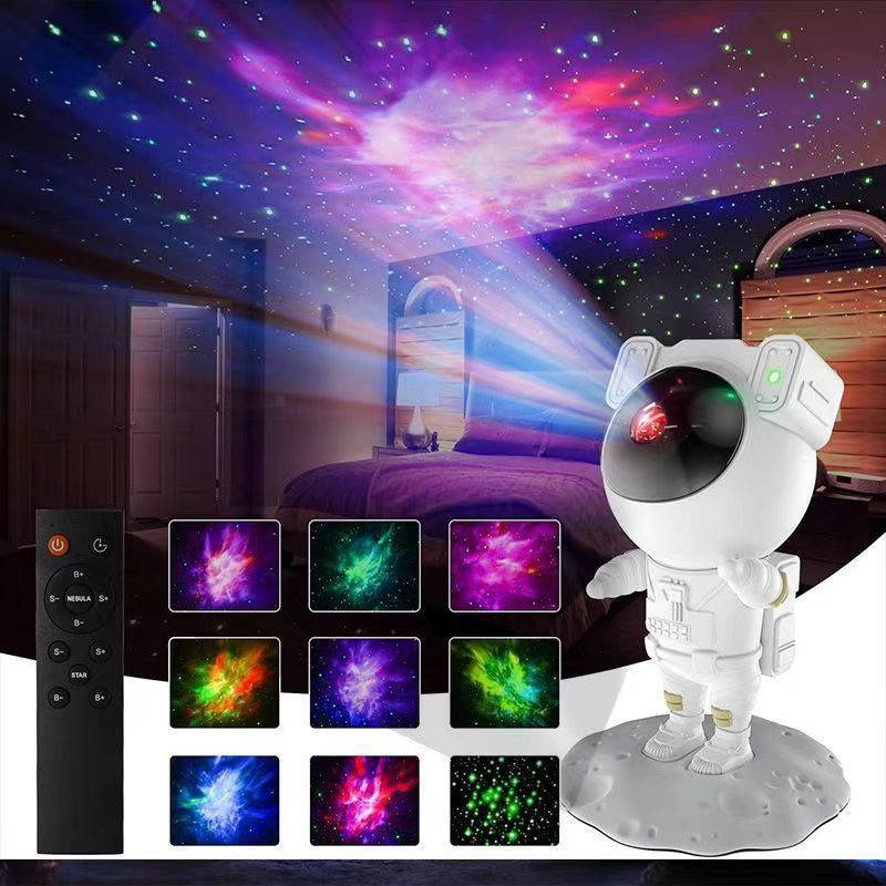 Nuevo astronauta astronauta hombre luz ambiental aurora boreal luz nocturna para niños luz de proyección de cielo estrellado en la habitación