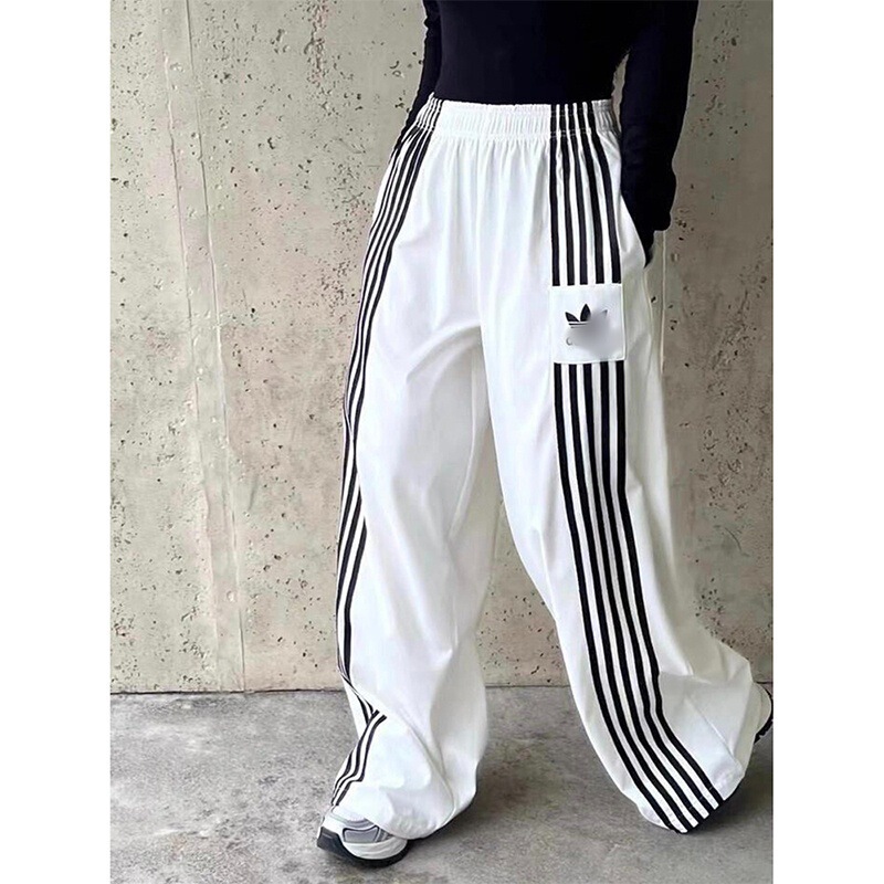Cross-border spring and autumn five-stripe pants for men and women, clover pattern, thin, loose, casual, wide-leg pants, running sports pants Cross-border spring and autumn five-stripe pants for men and women, clover pattern, thin, loose, casual, wide-leg pants, running sports pants