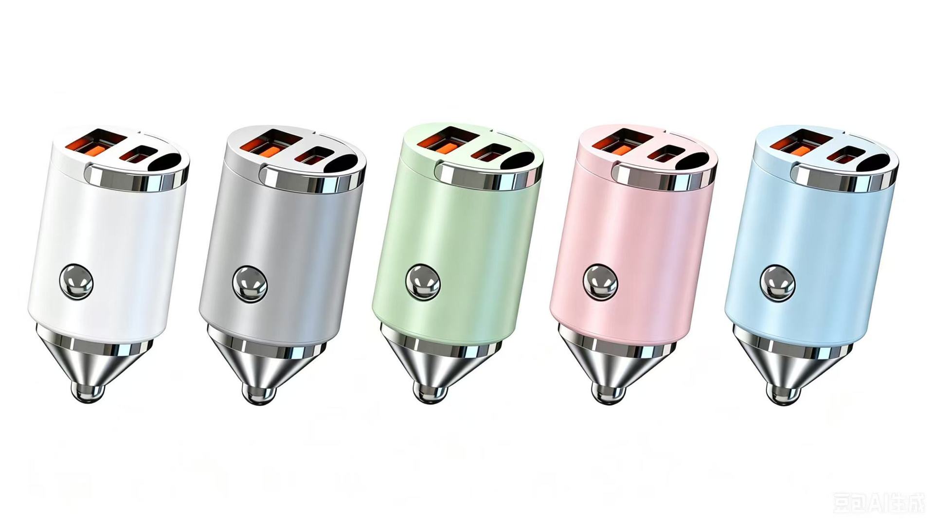 200W Hidden Car Charger with Mini Pull Ring, Multi-color Options, QC3.0+PD30W Dual Fast Charging