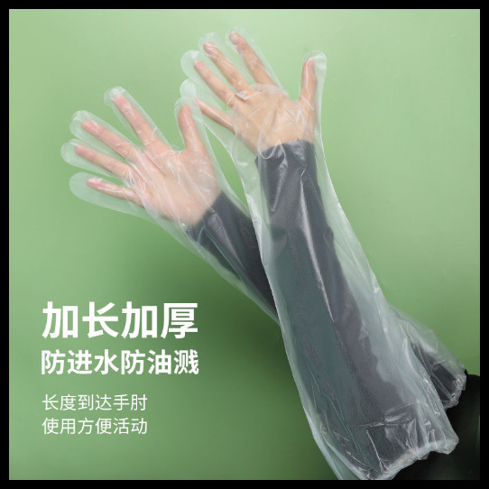 加长家务手套一次性薄膜批发餐饮染发透明厨房家用加长款亚马逊C