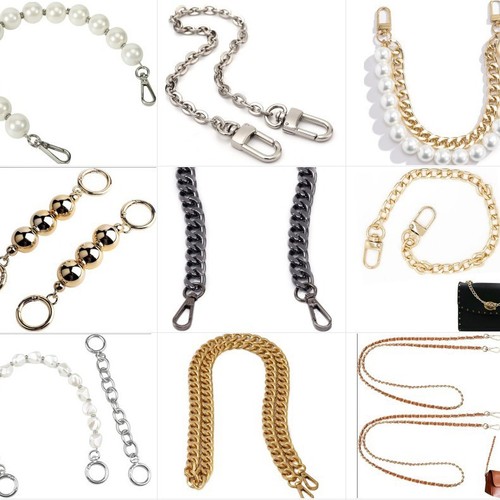 Pearl Round Alloy Aluminum Chain Chain Door Hook Round Hook Single Double Layer Women's Bag Chain Replacement Lengthened Bag Strap Shoulder 