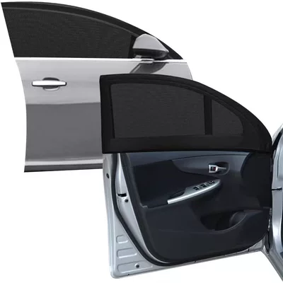 Universal Retractable Camping Car Sun shade - black-front-window-slit-12050cm-high-elastic-four-sided-elastic-pair