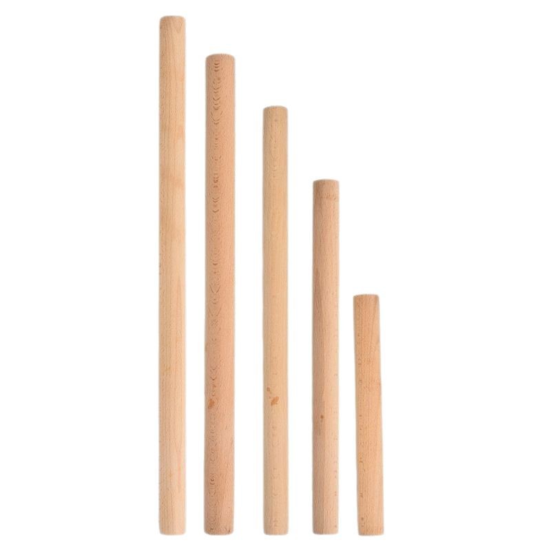 Suministro directo de fábrica de palos redondos de madera maciza, palos redondos de haya, palos redondos de madera, cocina casera, rodillo de piel de bola de masa image 6