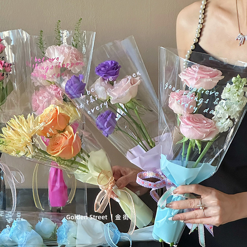 Brillante mini dulces múltiples bolsas de moda creativa papel de embalaje de flores florería floristería material impermeable image 3
