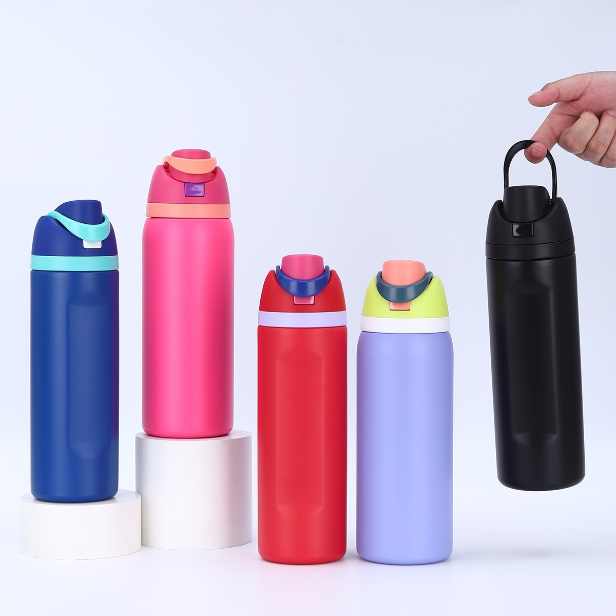 Moda transfronteriza de color sólido taza de fruta creativa 304 taza de acero inoxidable portátil contra caídas de mano taza de salto