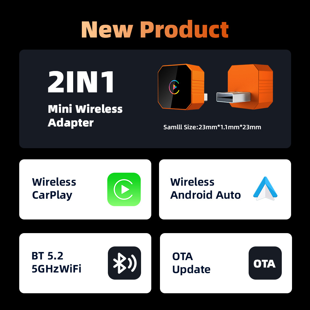New Hot-Selling Wired-To-Wireless Carplay Box/Android Auto Two-In-One Adapter Car Connectivity Box