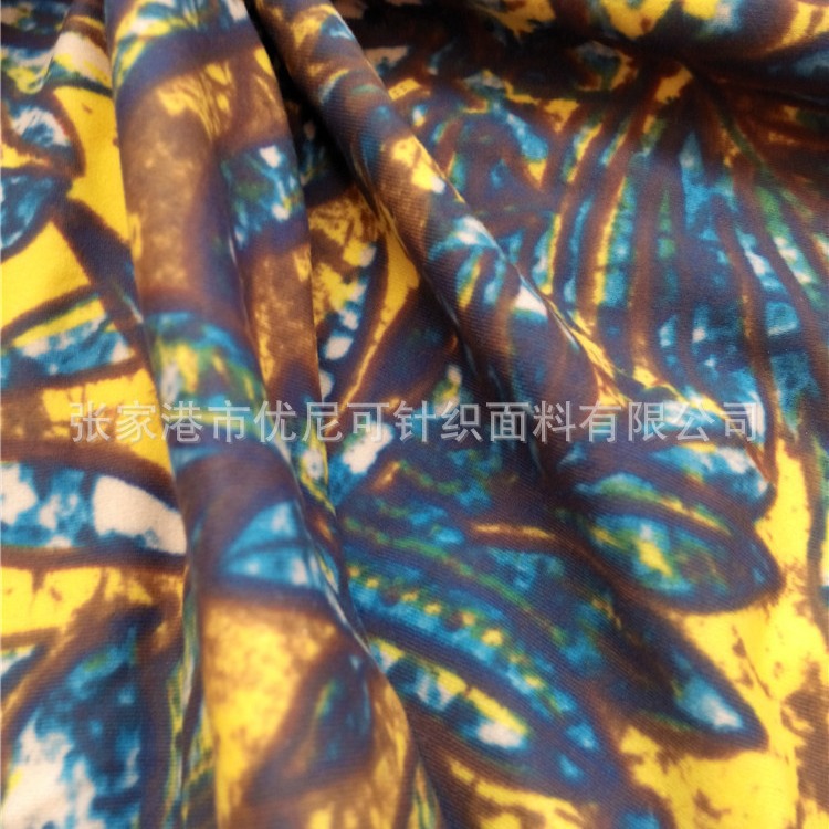棉型锦氨印花 瑜伽服运动服 锦氨布 纬编锦氨针织 SUPPLEX锦氨