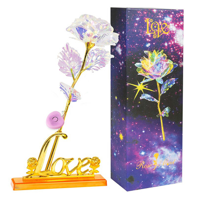 luminescence rose Gold foil Artificial Flower Valentines Day gift Christmas Chinese New Year festival activity gift