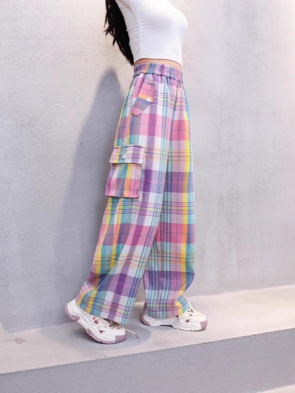 女の子パンツ 2025 春夏新作子供オーバーオールドーパミン女の子ズボン大きな子供ワイドレッグカジュアルパンツ|undefined