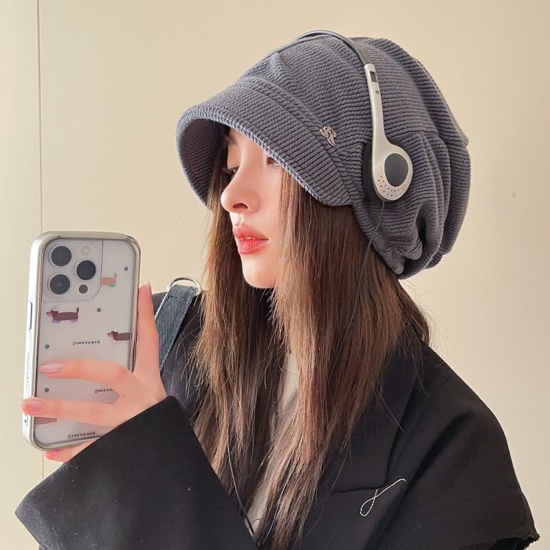 春秋薄款韩版帽子女款大头围显脸小包头帽休闲百搭堆堆帽保暖冷帽|undefined