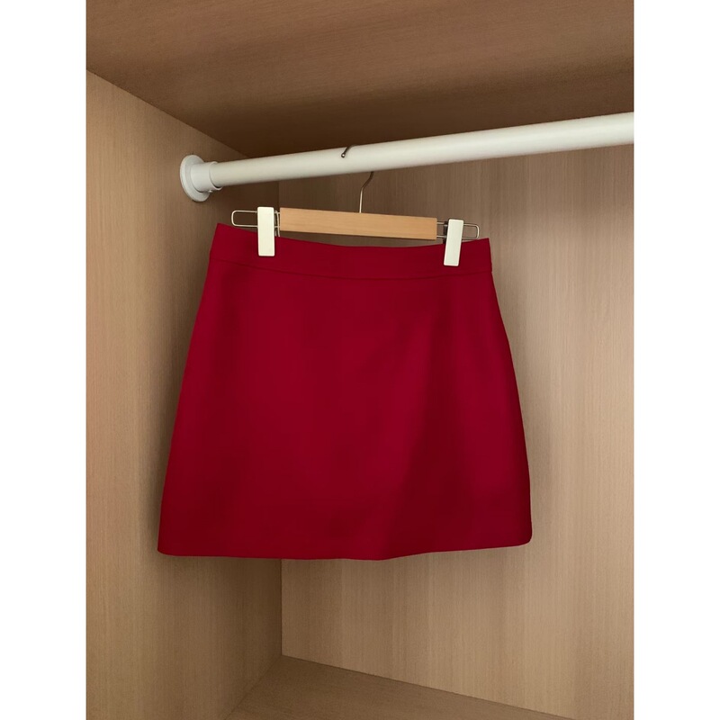 Red A-Line Skirt for Women Plus Size Summer New Slimming Look High Waist Hip-Covering Skirt Slightly Fat mm Hip-Covering Short Culottes