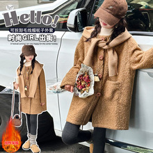 女童呢大衣2025年秋冬新款中大儿童针织帽呢子外套中长款风衣韩系