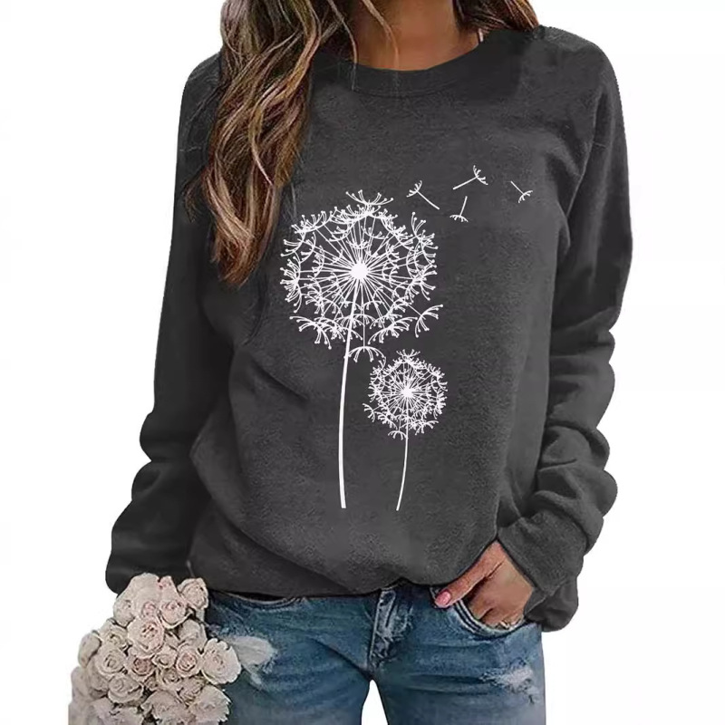 Cross-border solid color blank light plate to figure round neck sweater AliExpress Amazon independent station dandelion