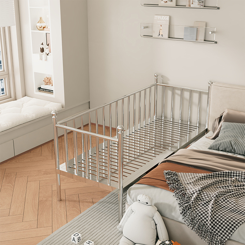 304 stainless steel children's bed original color - straight guardrails