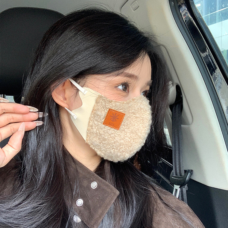 保暖口罩女秋冬季2025新款网红高颜值毛绒羊羔绒防寒防风跑步面罩|undefined