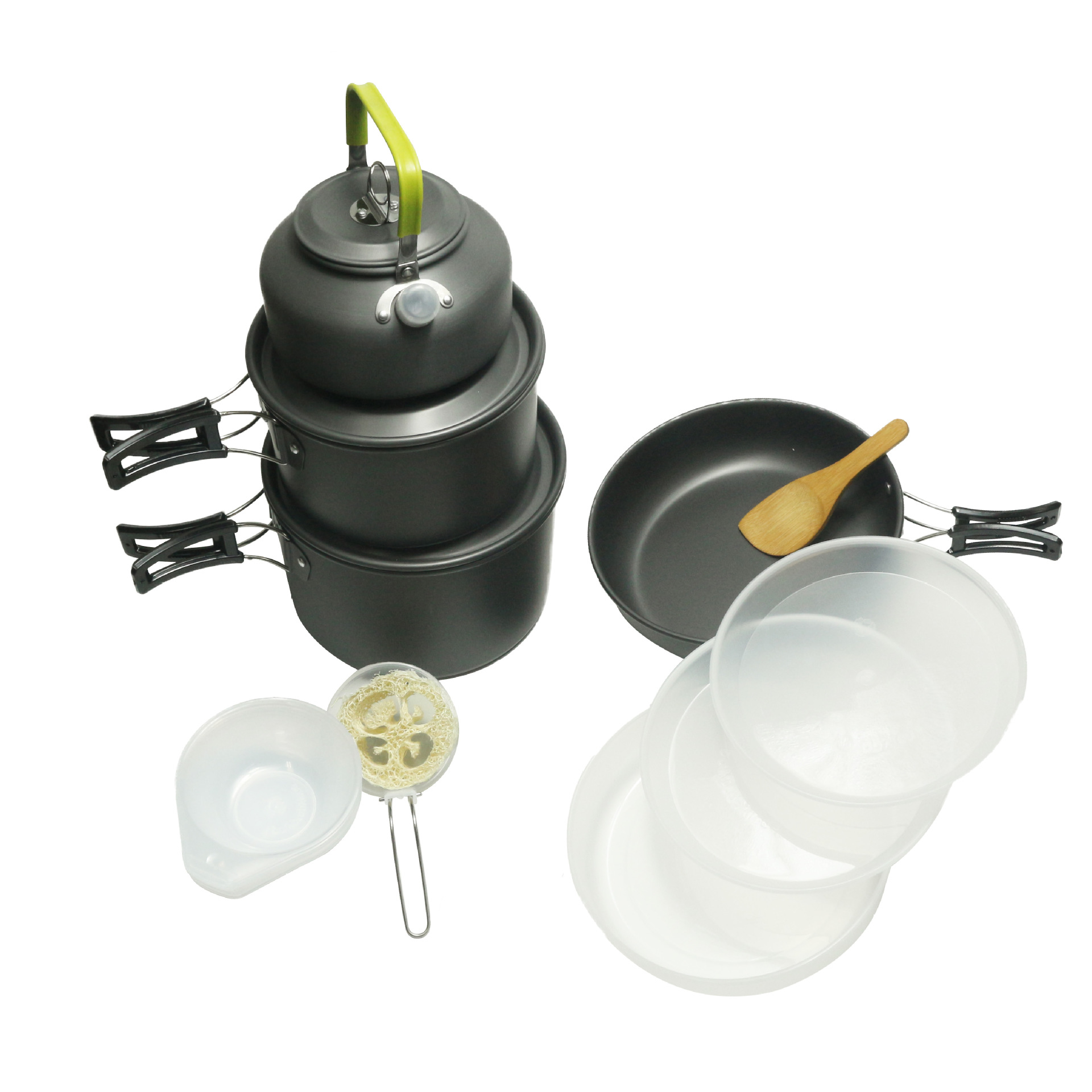 Conjunto de olla de camping al aire libre 4-5 personas más tetera combinación DS-508 olla conjunto portátil picnic olla tetera traje