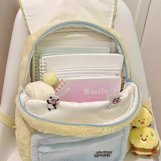 Cartoon Crayon Small New Backpack Super Cute A- Dumb Plush Backpack Student School Commuting Outing Schoolbag