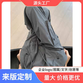 灰色工装裤女夏季薄款高腰阔腿直筒休闲设计感速干美式复古运动裤
