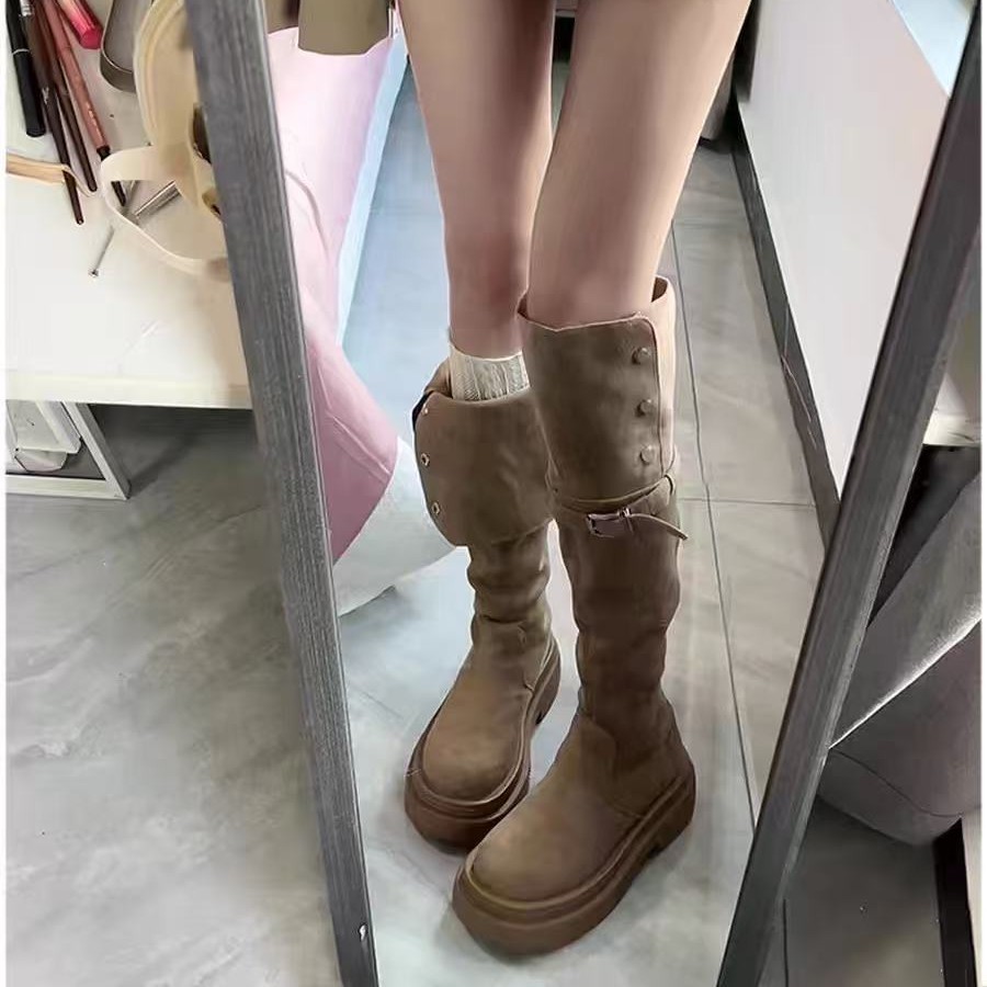 厚底长筒靴女两穿过膝骑士靴2025新款春秋夏季弹力瘦瘦靴高筒靴子