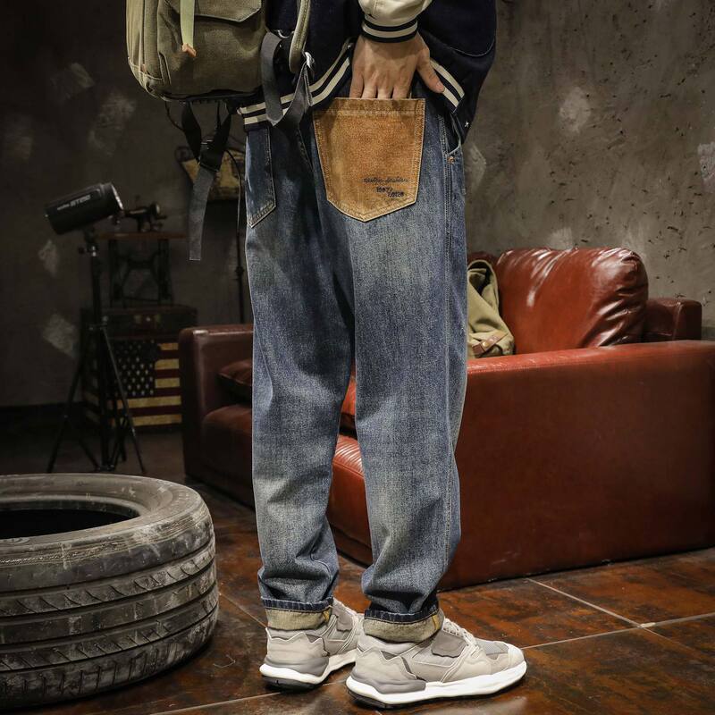 American Style Trendy Brand Retro Puppies Handsome Jeans Men's 2025 Spring and Autumn New Loose Straight Casual All-match Trousers American Style Trendy Brand Retro Puppies Handsome Jeans Men's 2025 Spring and Autumn New Loose Straight Casual All-match Trousers