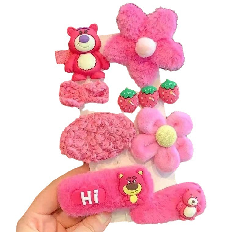 El otoño y el invierno de los nuevos niños de pelo de la horquilla accesorios de felpa horquilla de dibujos animados Ling na Bei Er clip lateral no hace daño a las niñas de pelo horquilla