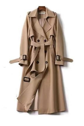 レディースミドル丈トレンチコート 2025春秋新作 韓国風 大きいサイズ 小柄さん向け 流行のイギリス風コート 膝丈アウター