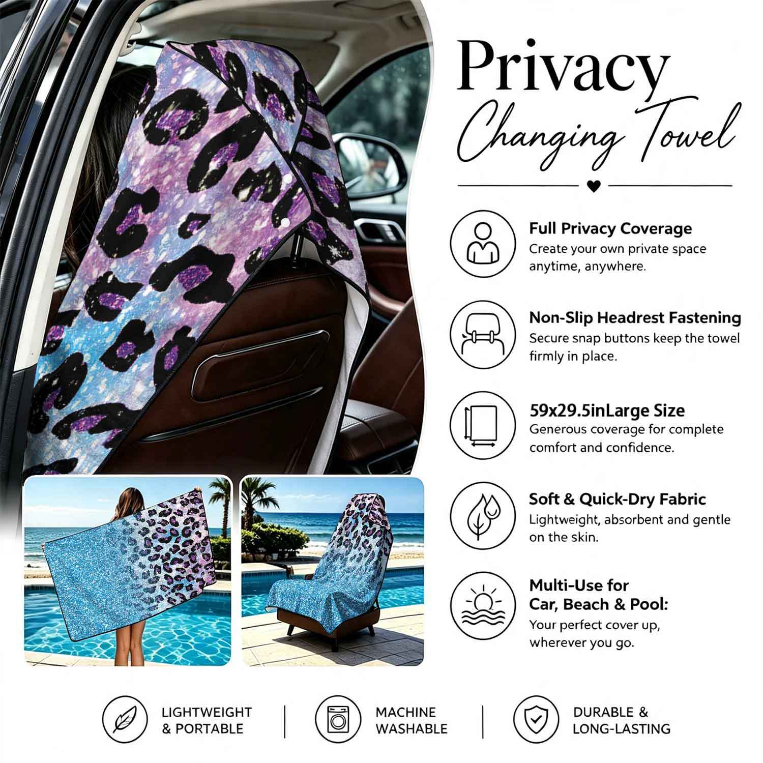 2-piece dual-use car seat cover, ultra-fine fiber, can be used as a beach towel, printed car protective seat cover 13