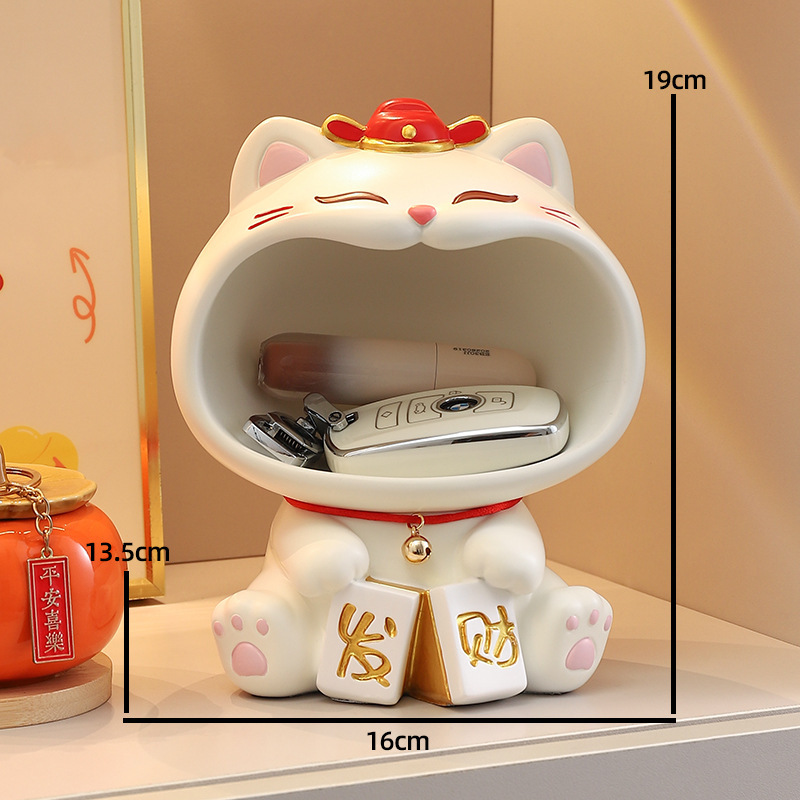 ライト高級高級招き猫キー収納デスクトップ樹脂装飾品新築引っ越しリビングルーム家の装飾ギフト|undefined