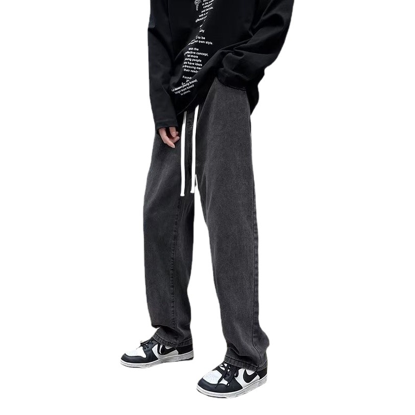 Negro y gris pantalones vaqueros de los hombres primavera 2023 Nuevos Pantalones rectos flojos la marca moda High Street Vibe estilo