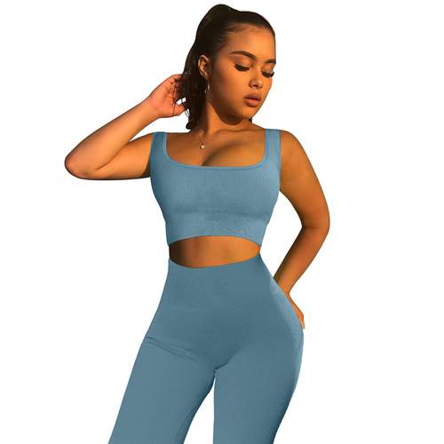 Yoga Set for Amazon Sports Bra + Hip-Lifting Pants Two-Piece Set, European and American Plus Size Foreign Trade Fitness Clothes