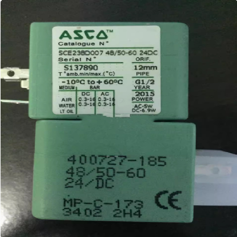 ASCO电磁阀SCE238D007用电磁线圈24VDC 400727-185 MP-C-173