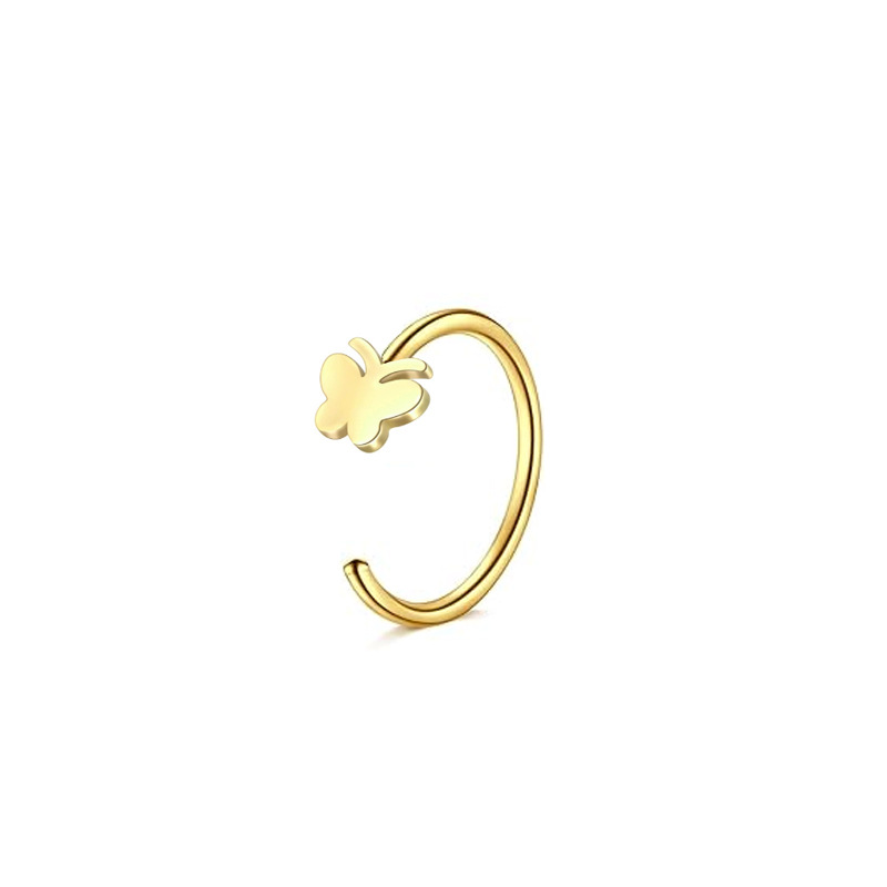 Cross-Border Stainless Steel Stud Gold Basic Ring Nose Clip Small Star Butterfly Fashion Piercing Jewelry Wholesale_voghion.com